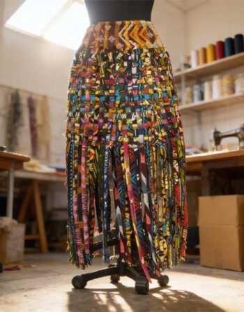 Akara woven fringe skirt.
